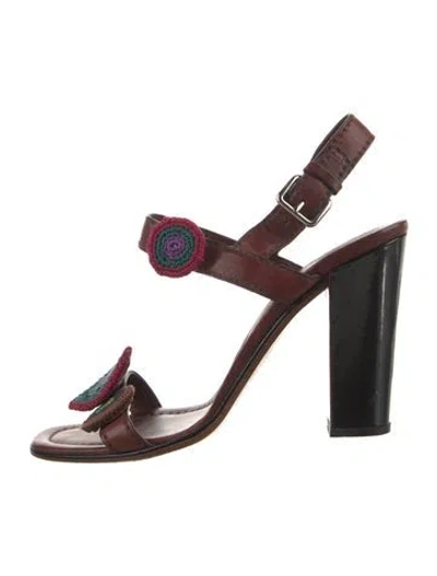 Pre-owned Prada Leather Patterned Sandals In Brown