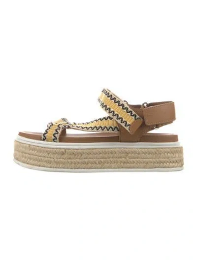 Pre-owned Prada Leather Patterned Sandals In Brown/neutrals