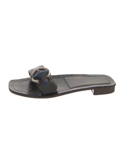 Pre-owned Prada Leather Patterned Slides In Multicolor