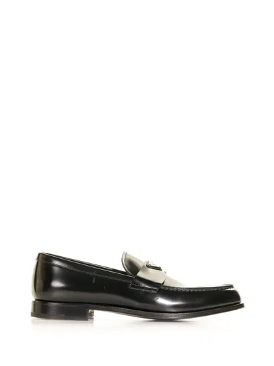 Prada Leather Penny Loafer In Nero