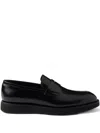 Prada Leather Penny Loafers In Black
