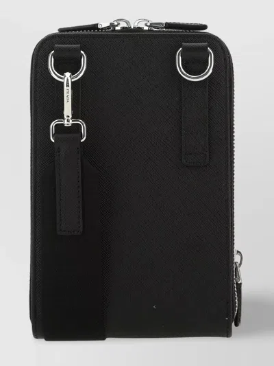 Prada Leather Phone Case Strap Detachable In Black