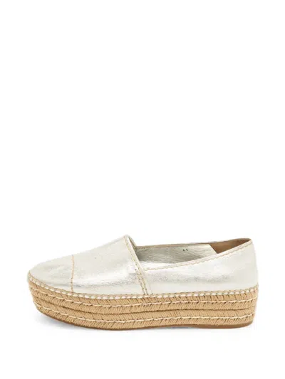Pre-owned Prada Leather Platform Flat Esprilles In Silver