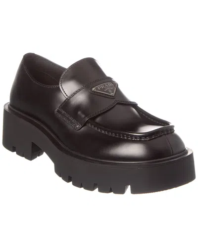 Prada Leather Platform Oxford In Black