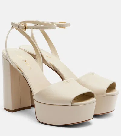 PRADA LEATHER PLATFORM SANDALS