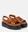 Prada Leather Platform Sandals In Schwarz
