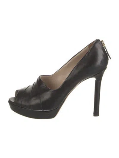 Pre-owned Prada Leather Pleated Accents Pumps In Black