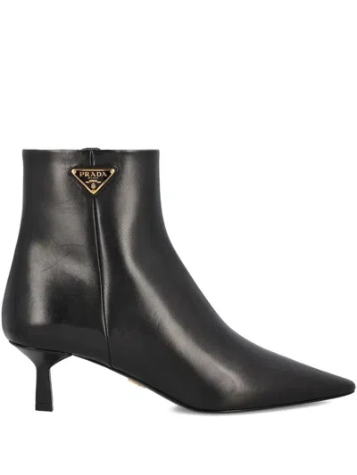 PRADA PRADA LEATHER POINTED ANKLE BOOTS SHOES