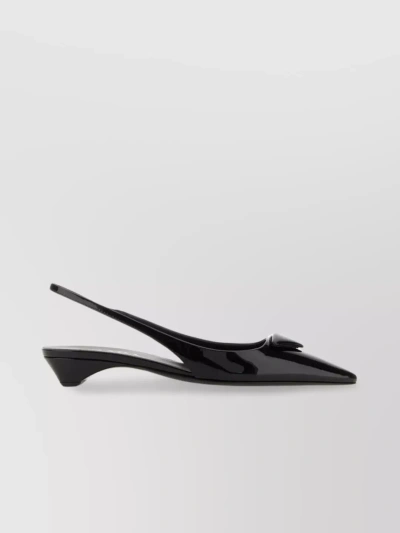 PRADA LEATHER POINTED-TOE BALLET FLATS