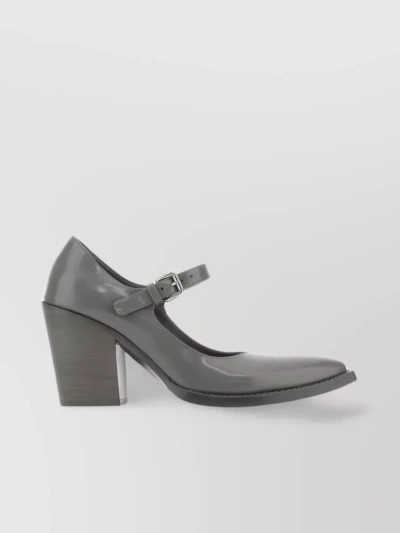 Prada Leather Pointed Toe Mary Jane Pumps In Grey