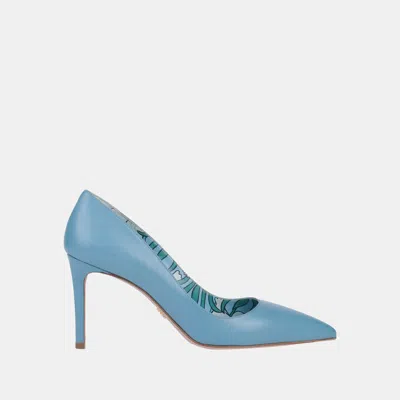 Pre-owned Prada Leather Pointed Toe Pumps 40 In Blue
