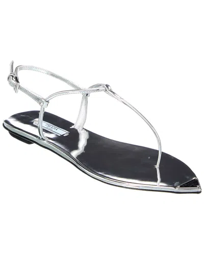 Prada Leather Pointy-toe Sandal In Silver