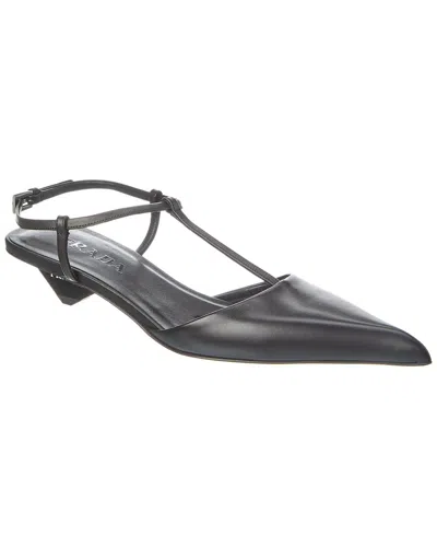 Prada Leather Pointy-toe Slingback Pump In Black
