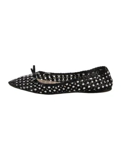 Pre-owned Prada Leather Polka Dot Print Ballet Flats In Black