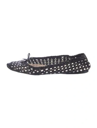 Pre-owned Prada Leather Polka Dot Print Ballet Flats In Blue