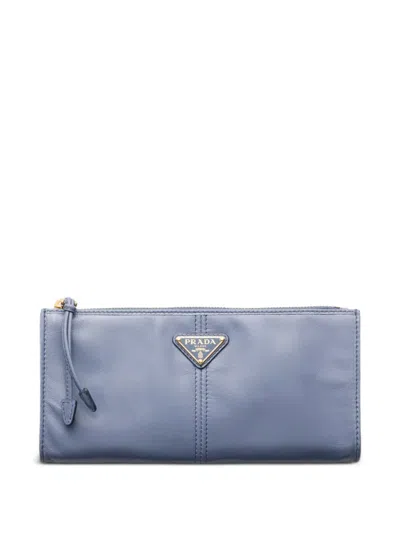 Prada Leather Pouch In Blue