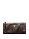 Prada Leather Pouch In Brown