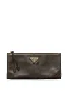 Prada Leather Pouch In Brown