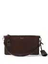 Prada Mini Rectangular Leather Pouch Handbag With Detachable Shoulder Strap In Brown