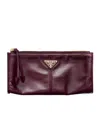 Prada Rectangular Leather Pouch For Cards And Essentials In Burgundy