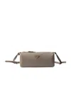 Prada Leather Pouch In Clay Gray