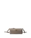 Prada Leather Pouch In Clay Grey