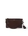 Prada Mini Rectangular Leather Pouch Handbag With Detachable Shoulder Strap In Cocoa Brown
