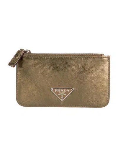 Pre-owned Prada Leather Pouch In Gold