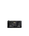 Prada Zip Soft Lux Leather Pouch Bag In Orange