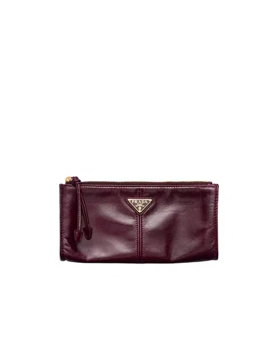 Prada Leather Pouch In Red