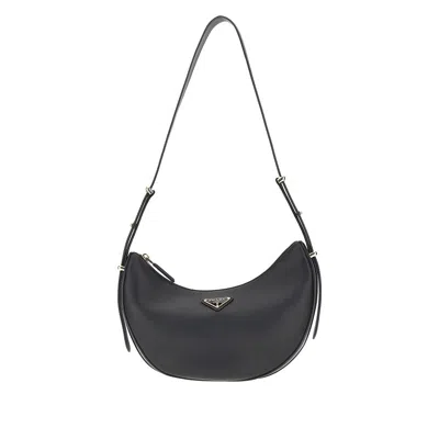 Prada Leather ' Arqué Small' Bag In Black
