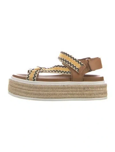 Pre-owned Prada Leather Printed Espadrilles In Yellow