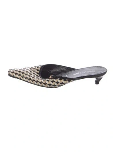 Pre-owned Prada Leather Printed Mules In Multi