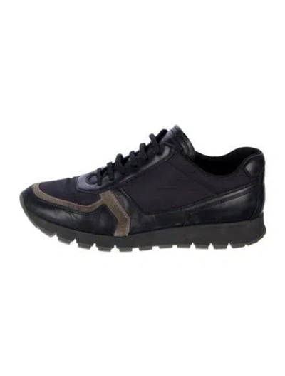 Pre-owned Prada Leather Printed Sneakers In Black