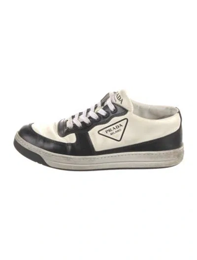 Pre-owned Prada Leather Printed Sneakers In Black
