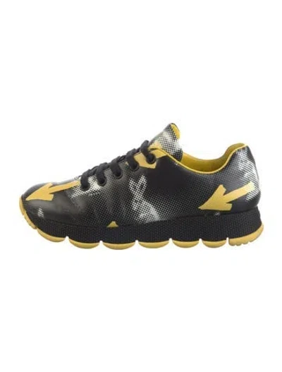 Pre-owned Prada Leather Printed Sneakers In Multi