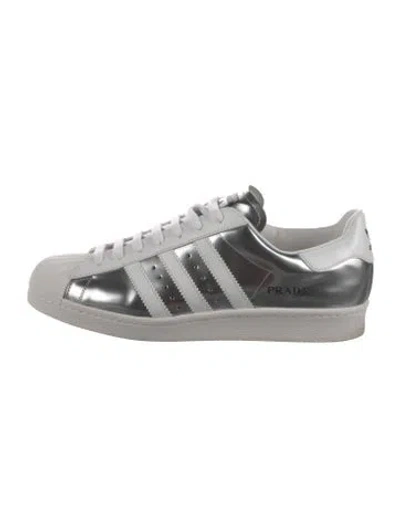 Pre-owned Prada Leather Printed Sneakers In White