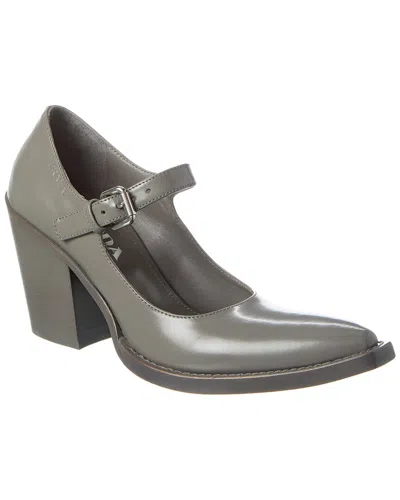 Prada Logo Detailed Buckled Pumps In Grey