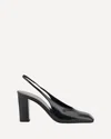 Prada Block Heel Patent Finish Pointed Toe Ballerina Shoes In Black
