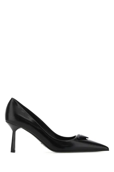 Prada Leather Pumps In Black