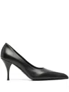Prada Patent Saffiano Leather Pointy-toe Pump In Black