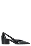 Prada Brushed Leather Cut-out Pumps In Black