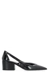 Prada Brushed Leather Cut-out Pumps In Black
