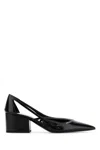 Prada Brushed Leather Cut-out Pumps In Black
