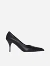 Prada Calfskin Leather Stiletto Pumps In Black