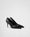 Prada Women Black Leather Pumps In Black