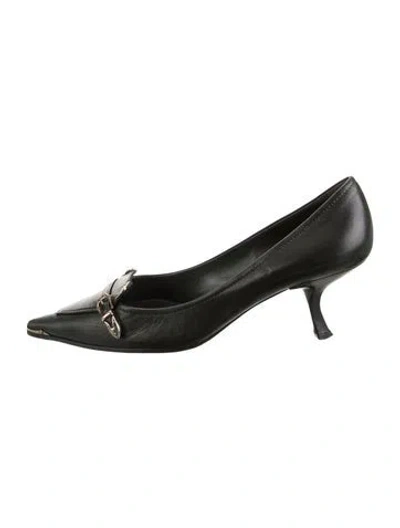 Pre-owned Prada Leather Pumps In Black/green