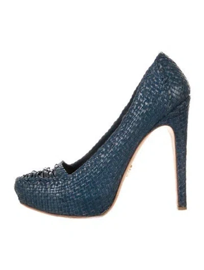Pre-owned Prada Leather Pumps In Blue