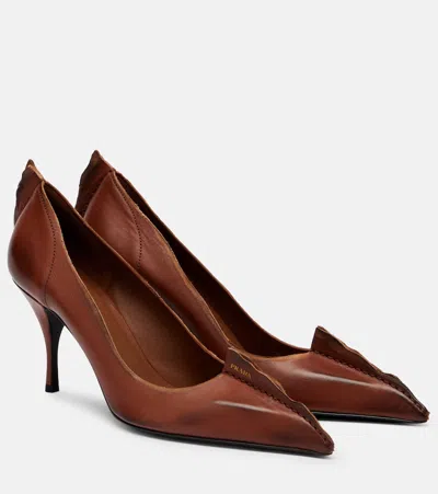 Prada Leather Pumps In Brown