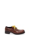 Prada Antiqued-leather Lace-up Shoes In Brown